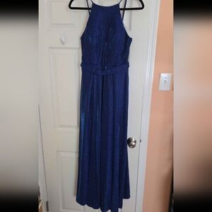 Elegant Blue Halter Maxi Dress